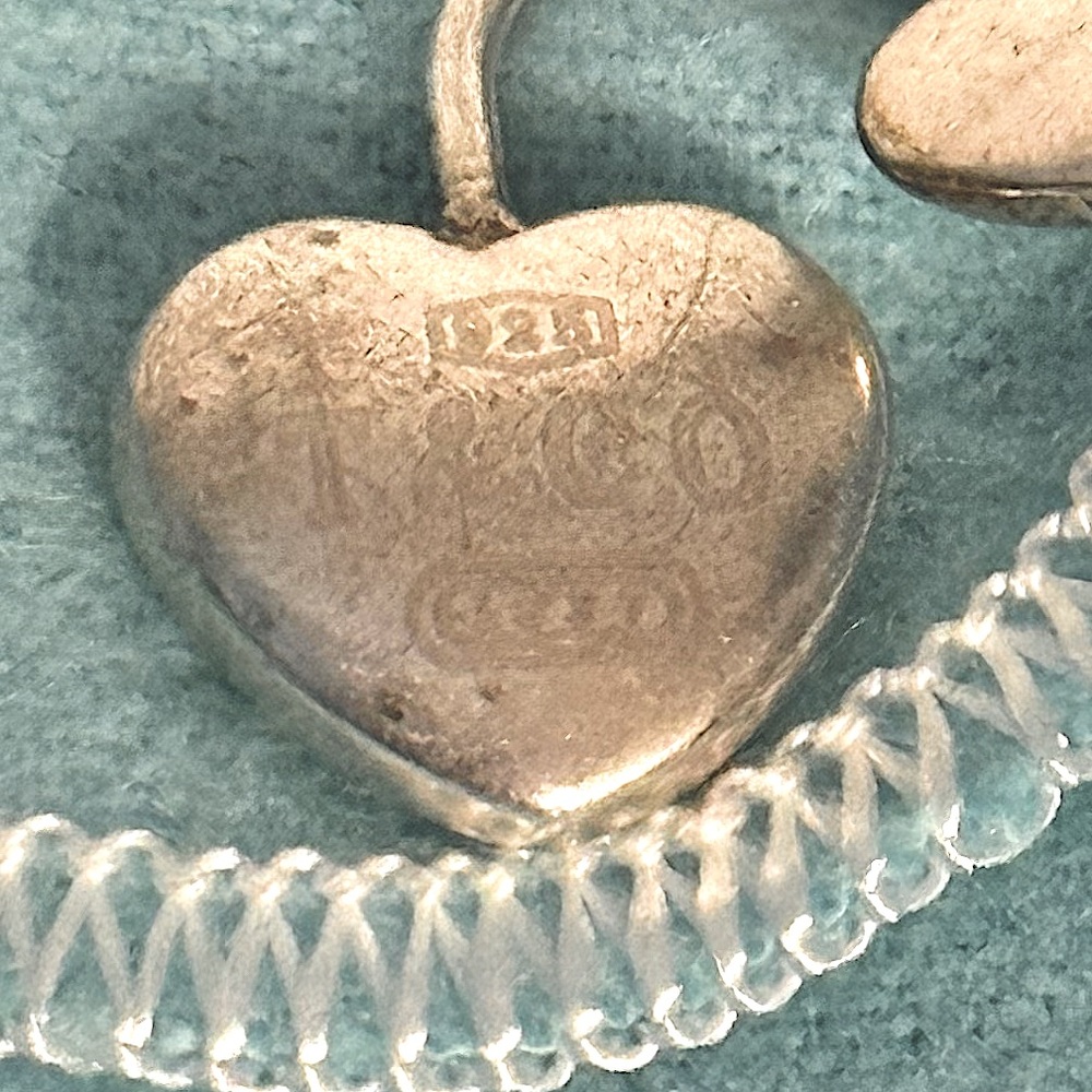 Vintage Tiffany Sterling Double Puffy Heart Open Slide Pendant ONLY 1 FOR SALE - Picture 2 of 14